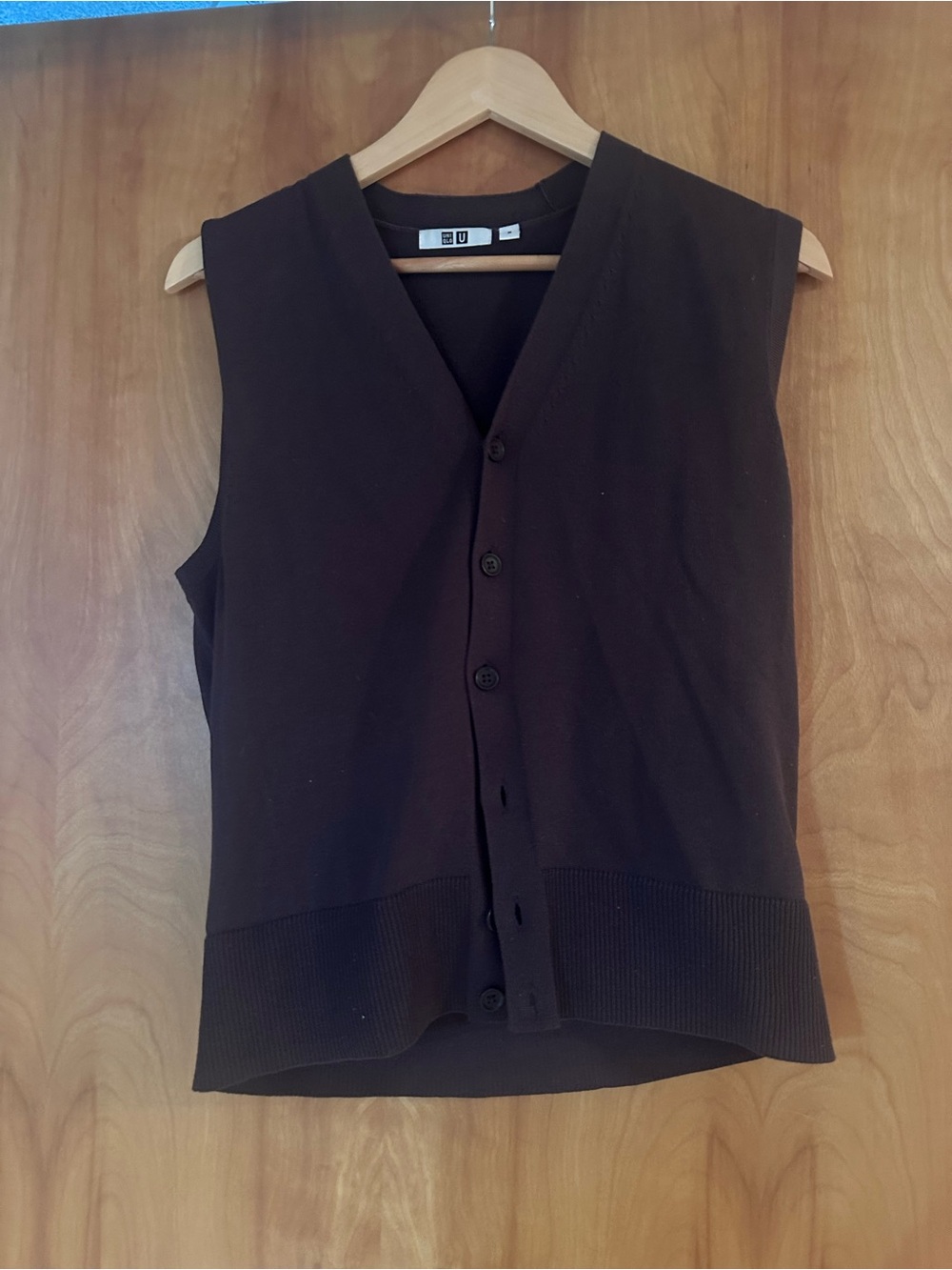 UNIQLO U Women's Dark Purple  Button-Front Knit Vest